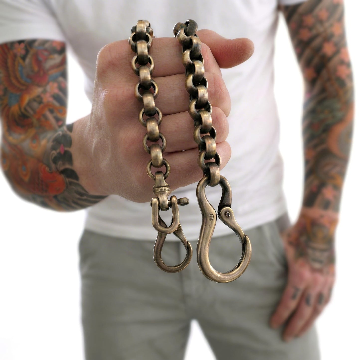 Erbsenkette Wallet Chain aus Messing im Vintage Look für Biker und Rocker