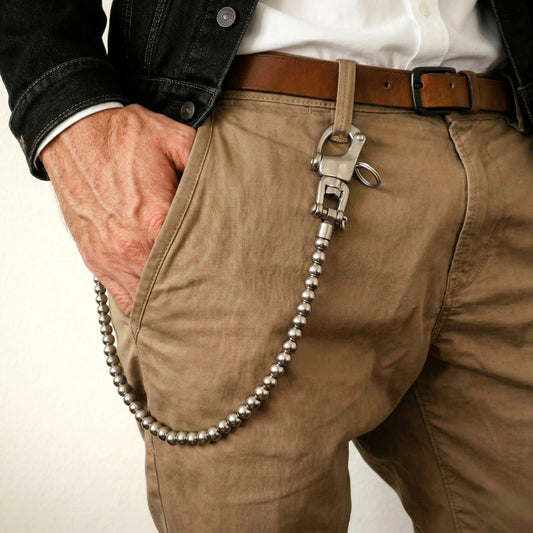 Kugelkette Wallet Chain aus Edelstahl als Herren Hosenkette getragen
