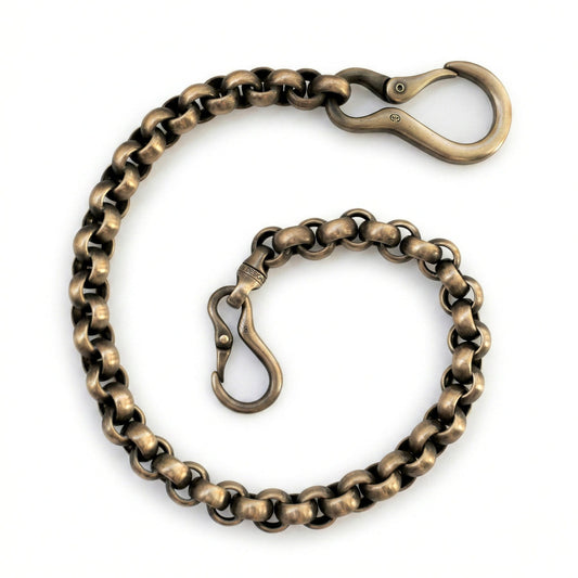 Erbsenkette Geldbeutelkette aus Messing im Vintage Look mit Karabiner