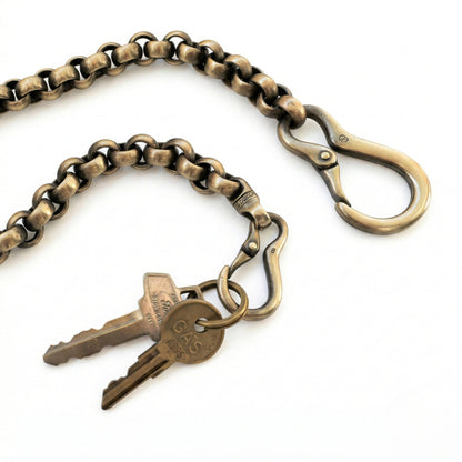 Erbsenkette Schlüsselkette aus Messing im Vintage Look mit Karabiner und Schlüsselbund