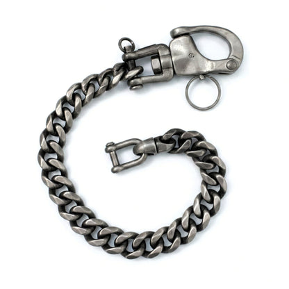 Matt geschwärzte Panzerkette Wallet Chain aus Edelstahl mit Karabiner
