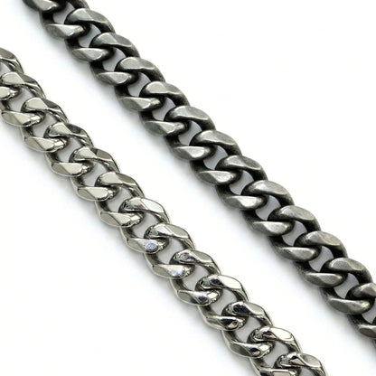 Polierte und matt geschwärzte Edelstahl Panzerkette Wallet Chain im Vergleich