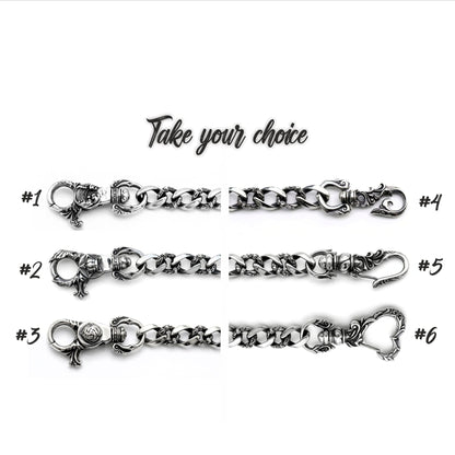 6 Karabiner Designs aus Edelstahl zur Auswahl für Panzerkette Wallet Chain