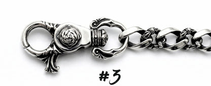 Karabiner Design 3 für Panzerkette Wallet Chain aus Edelstahl mit floralem Ornament