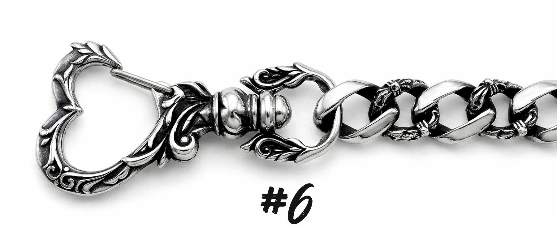 Karabiner Design 6 für Panzerkette Wallet Chain aus Edelstahl mit Herzform