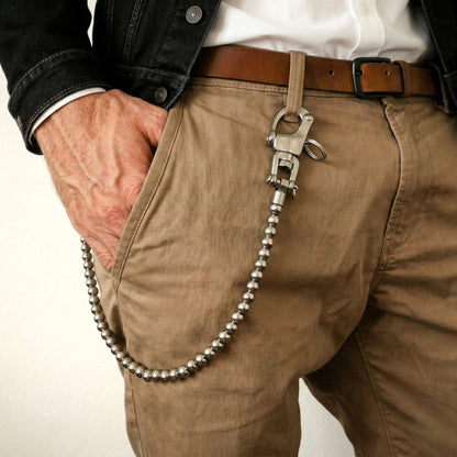Kugelkette Wallet Chain aus Edelstahl als Herren Hosenkette getragen