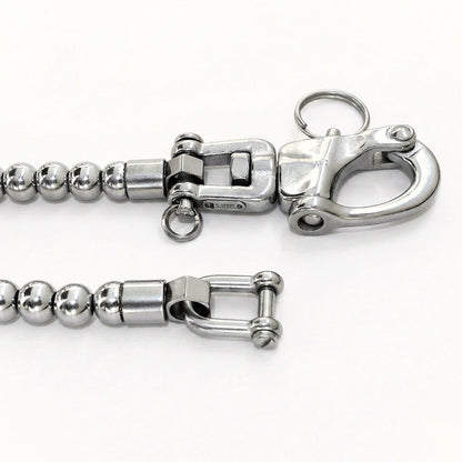 Detailansicht der Kugelkette Wallet Chain aus Edelstahl mit Karabiner und Connector