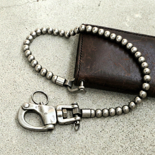 Kugelkette Wallet Chain aus Edelstahl am Leder Wallet im Vintage Look