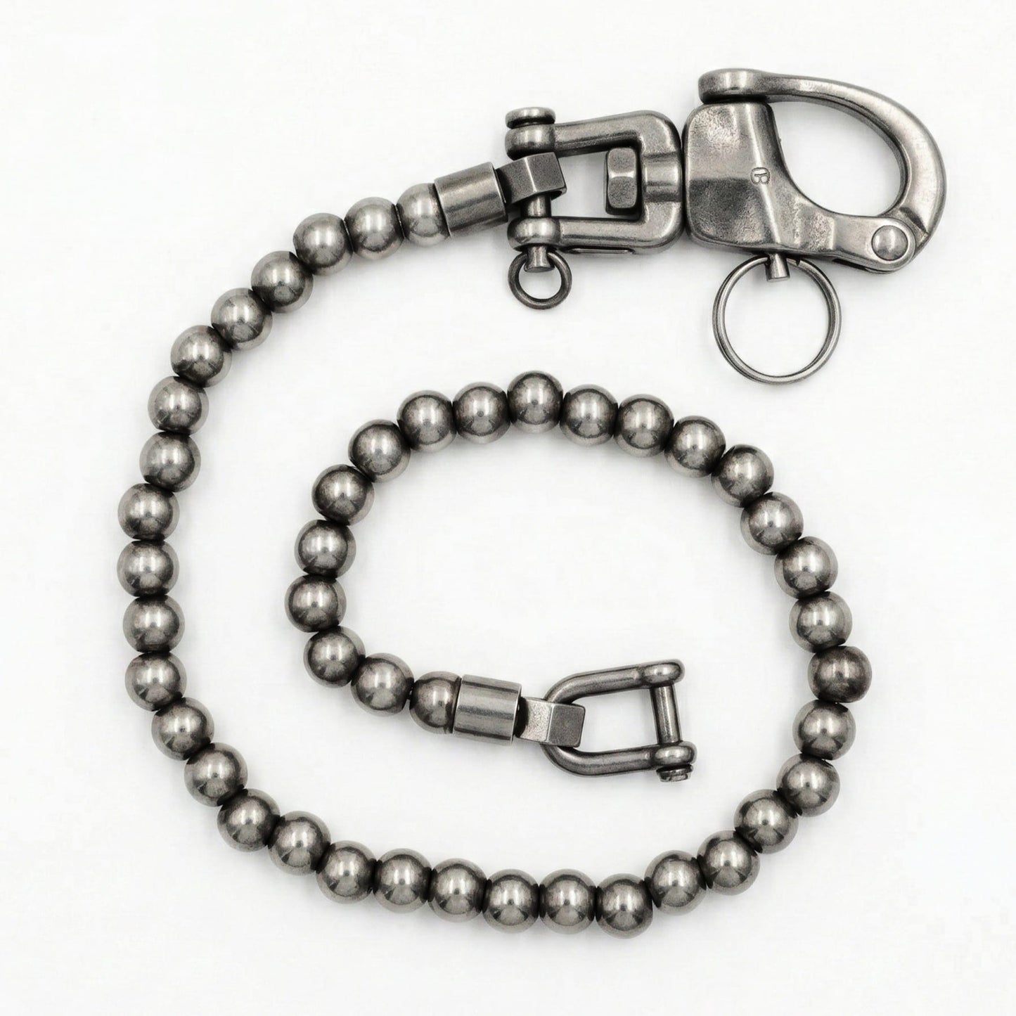Matt geschwärzte Kugelkette Wallet Chain aus Edelstahl mit Karabiner