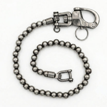 Matt geschwärzte Kugelkette Wallet Chain aus Edelstahl mit Karabiner