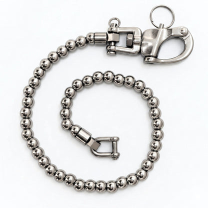 Glänzend polierte Kugelkette Wallet Chain aus Edelstahl mit Karabiner