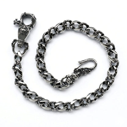 Panzerkette Wallet Chain aus Edelstahl im Gothic Vintage Look mit ornamentalen Karabinern