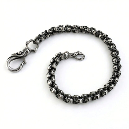 Skull Wallet Chain aus Edelstahl mit Totenkopf Kettengliedern und Skull Karabinern