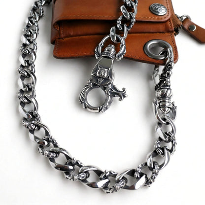 Panzerkette Wallet Chain aus Edelstahl am Leder Geldbeutel im Vintage Style